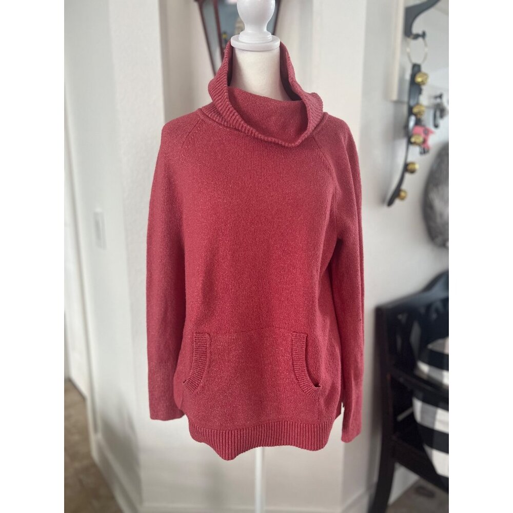 LOFT pullover pink cowl turtleneck cotton-knit pullover preppy sweater small
